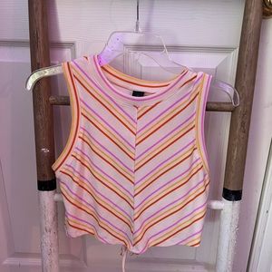 pink, orange, yellow & white | crop top w open back